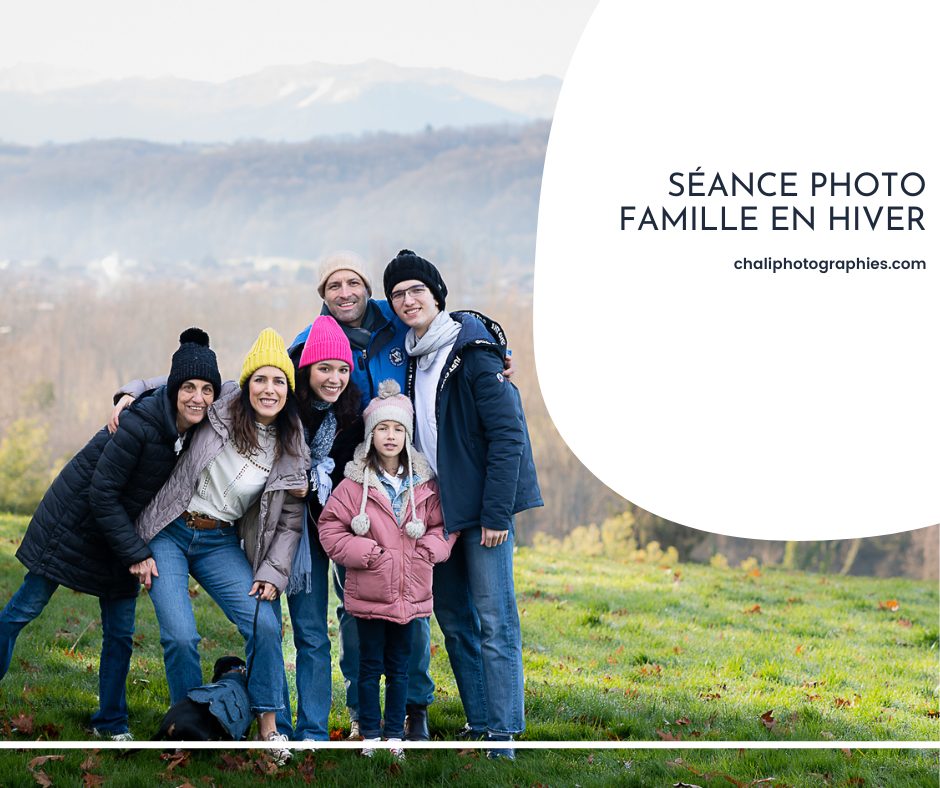 Séance photo famille en hiver à Bizanos
